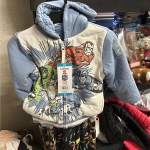 Marvel Plush Hoodie with Superhero Print
